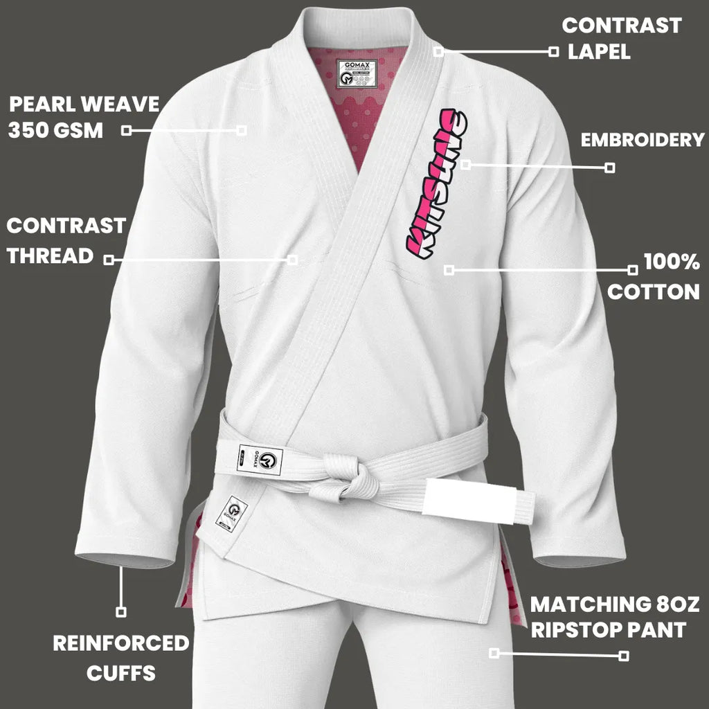 White Kitsune Warrior Gi Sublimation Brazilian Jiu Jitsu Gi - Premium Summit Series (BJJ GI)