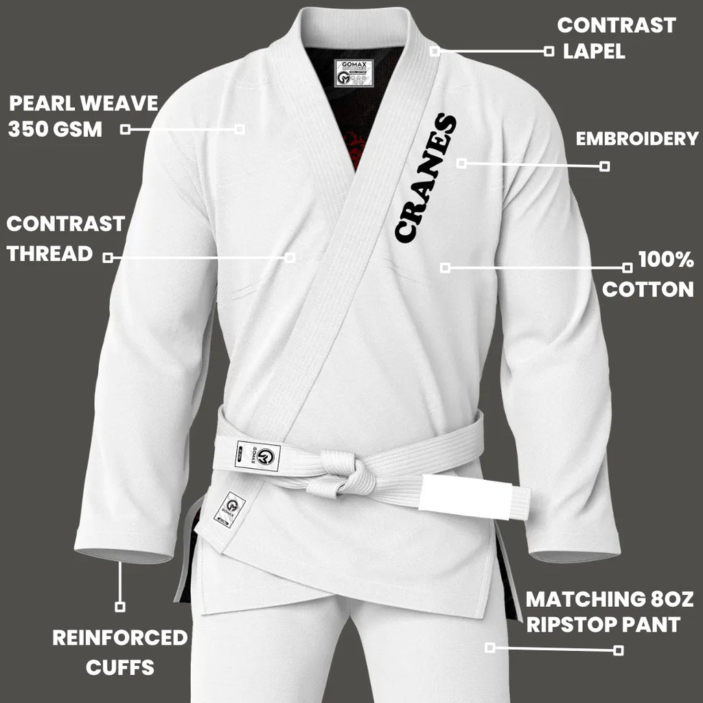 White Cranes Sublimation Brazilian Jiu Jitsu Gi - Premium Summit Series (BJJ GI)