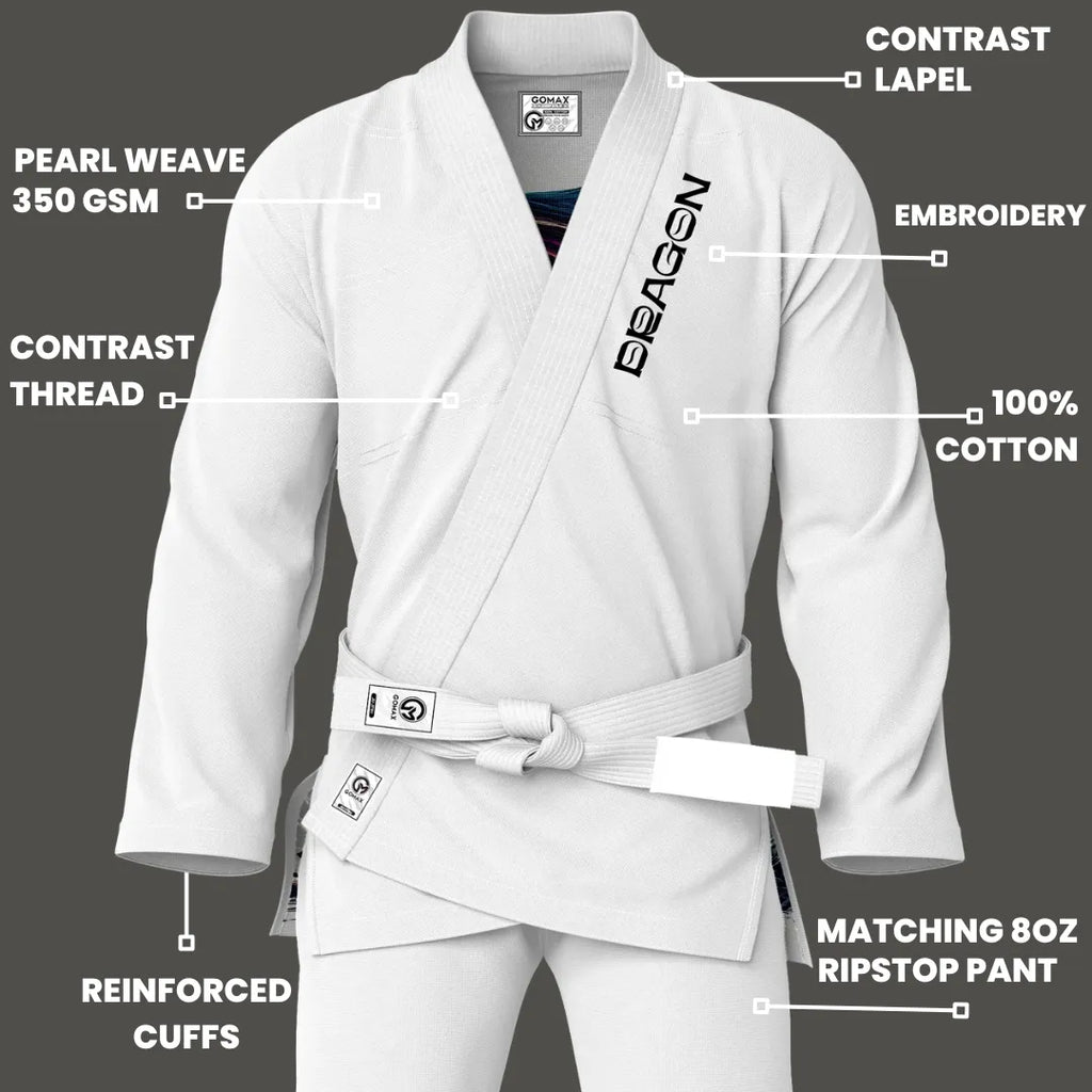 White Dragon Sublimation Brazilian Jiu Jitsu Gi - Premium Summit Series (BJJ GI)