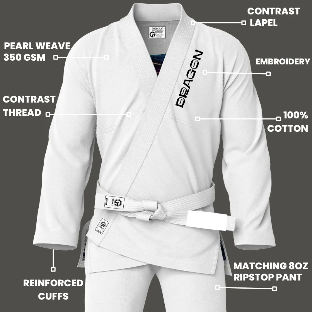 White Dragon Sublimation Brazilian Jiu Jitsu Gi - Premium Summit Series (BJJ GI)