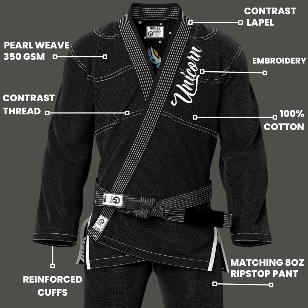Unicorn Sublimation Black Brazilian Jiu Jitsu Gi - Premium Summit Series (BJJ GI)
