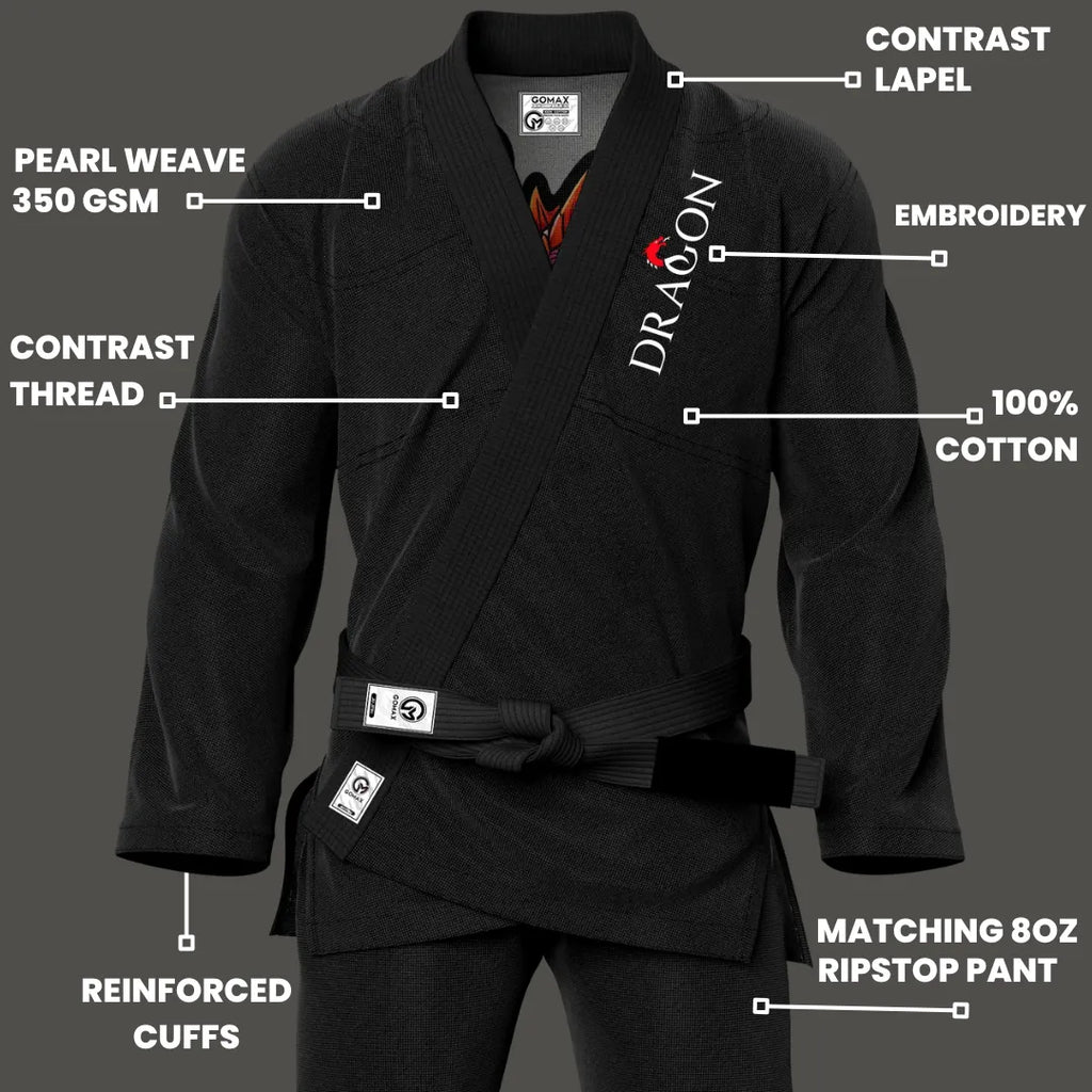Dragon Sublimation Black Brazilian Jiu Jitsu Gi - Premium Summit Series (BJJ GI)