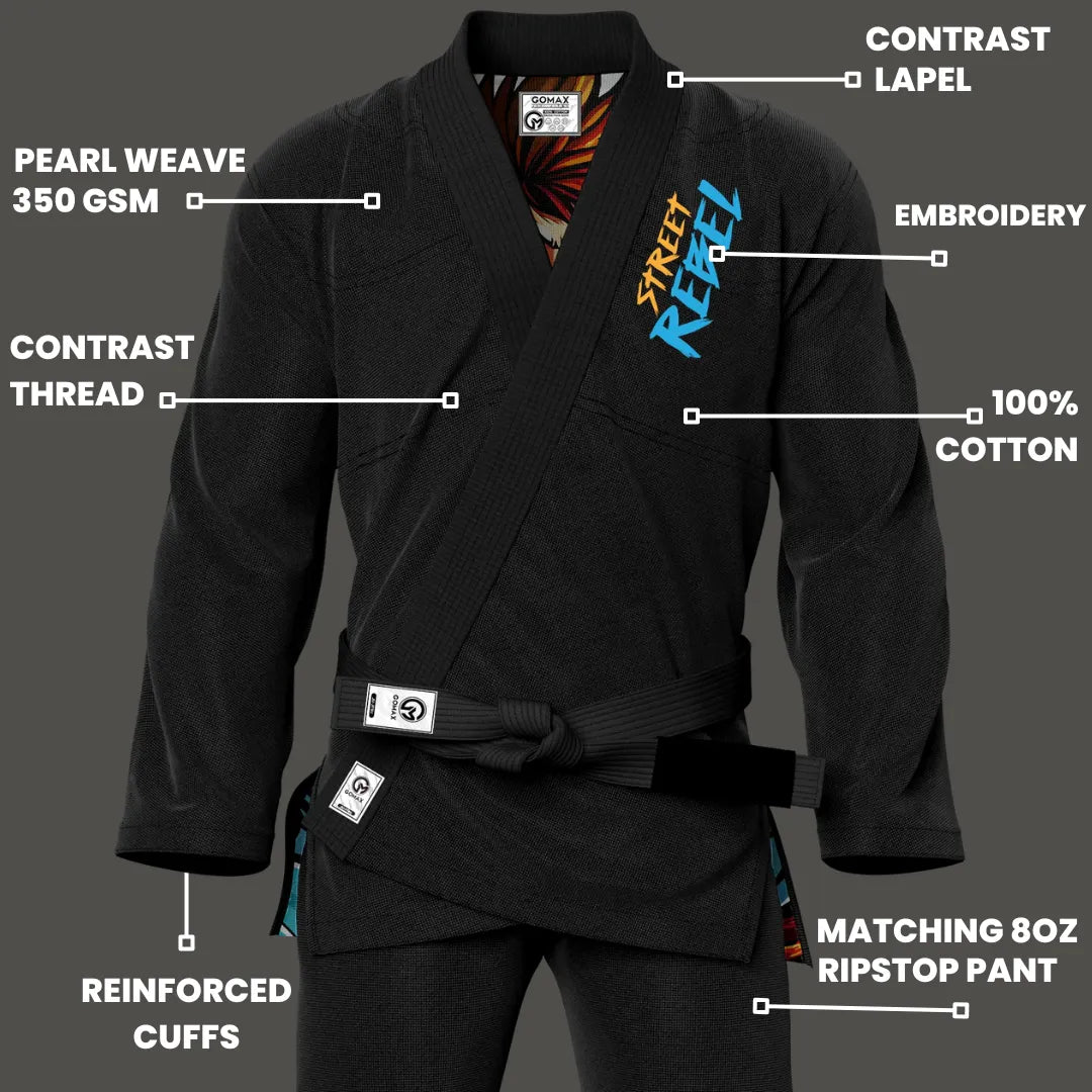 Street Rebel Sublimation Black Brazilian Jiu Jitsu Gi - Premium Summit Series (BJJ GI)