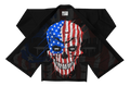 USA themed BJJ gi worn by athlete during training session with flag patch and eagle crest