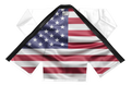 American flag BJJ gi worn by athlete during sparring session with USA patch and red trim