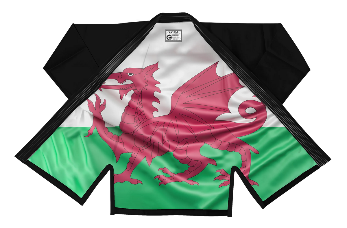 Wales Black Sublimation Brazilian Jiu Jitsu Gi - Patriotic Series Flagwave (BJJ GI)