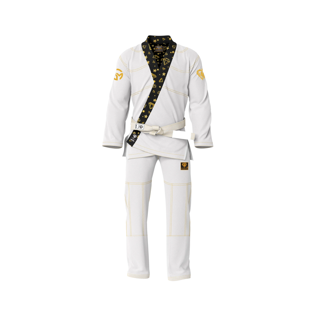 Lightweight white gi BJJ uniform designed for training and competition