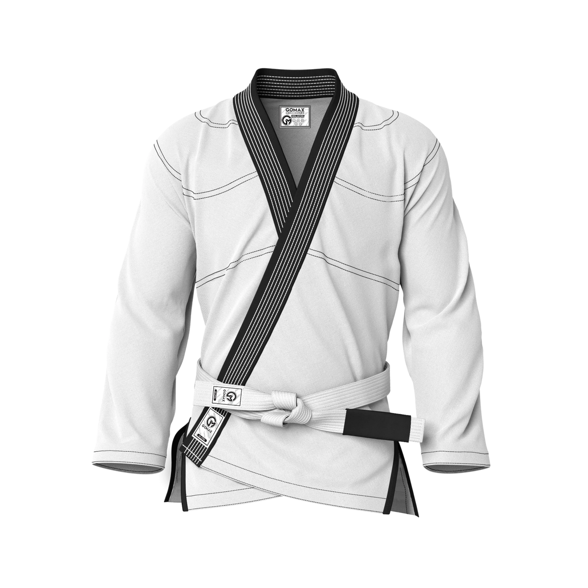 Front view of white gi for women showing tailored fit and sleek design for female athletes in BJJ.