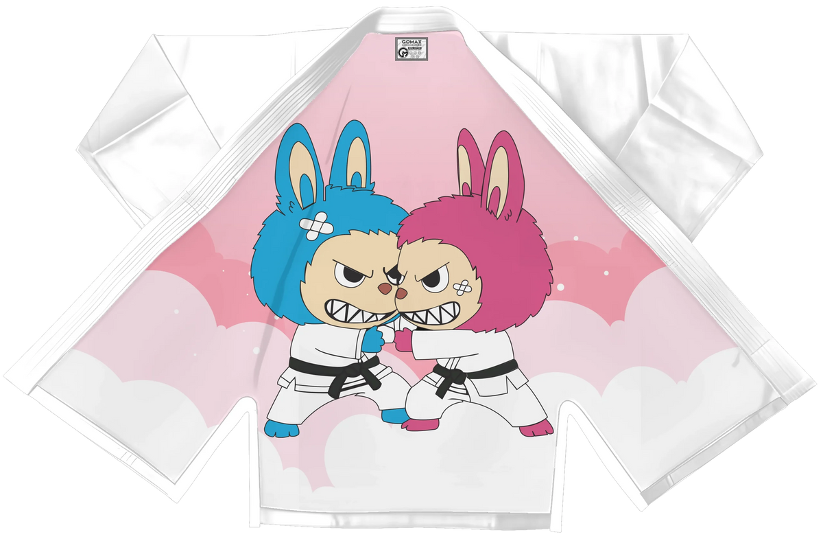 Labubu White Gi for Jiu Jitsu with pearl weave cotton jacket and ripstop pants