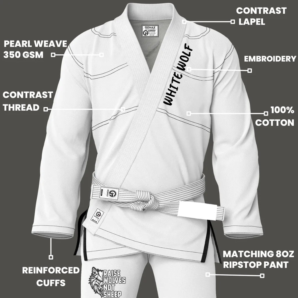 White Wolf Sublimation Brazilian Jiu Jitsu Gi - Premium Elite Series (BJJ GI)