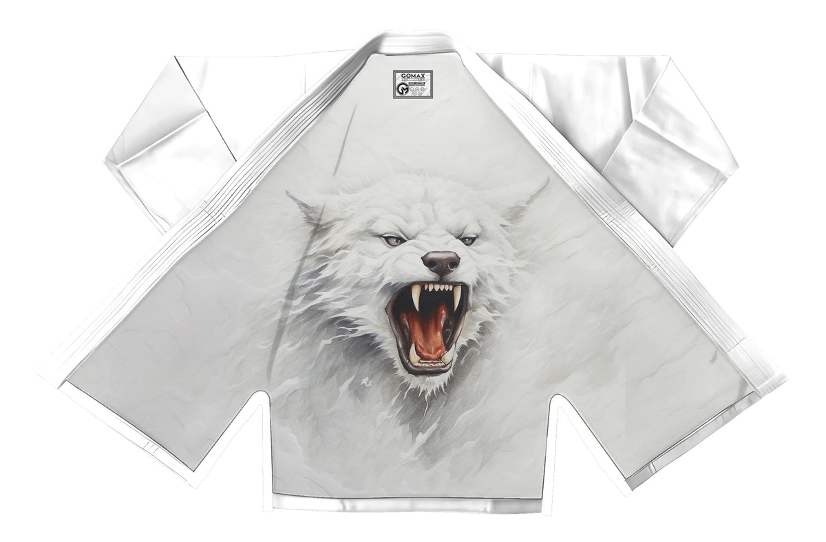 White BJJ Gi with pearl weave jacket and reinforced ripstop pants