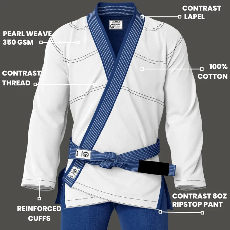 White/Blue BJJ Gi - Brazilian Jiu Jitsu Gi Core Series - G3
