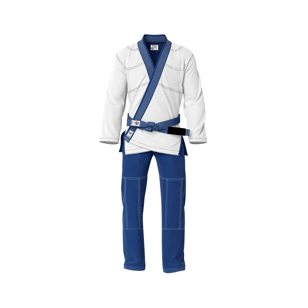 White BJJ Gi with pearl weave jacket and reinforced ripstop pants