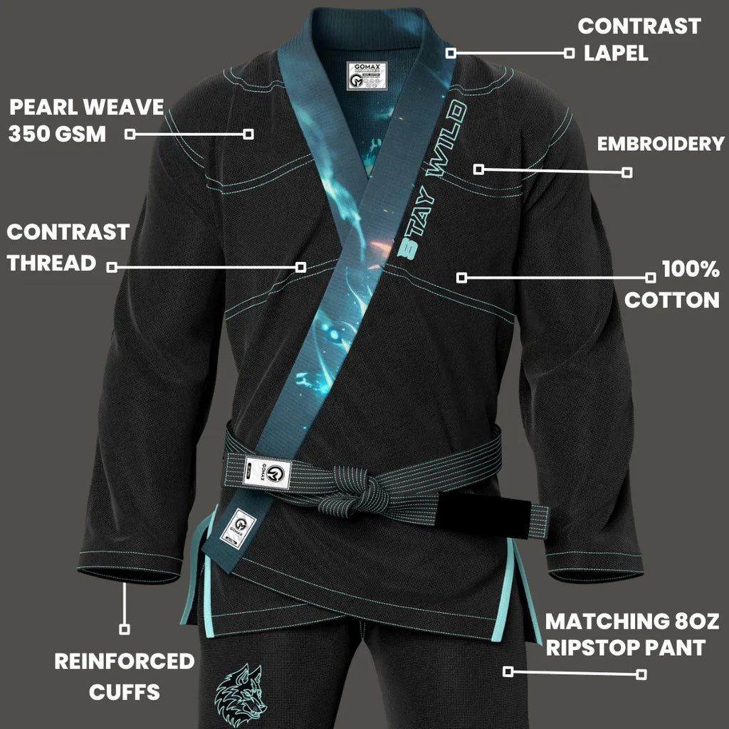 Wild Wolf Sublimation Black Brazilian Jiu Jitsu Gi - Premium Elite Series (BJJ GI)