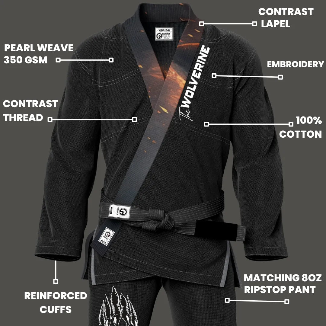 Wolverine Sublimation Black Brazilian Jiu Jitsu Gi - Premium Elite Series (BJJ GI)