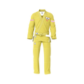 Yellow BJJ gi set front view showing full uniform with jacket and pants