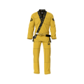 Yellow BJJ Gi with reinforced stitching and premium pearl weave fabric for training and competition