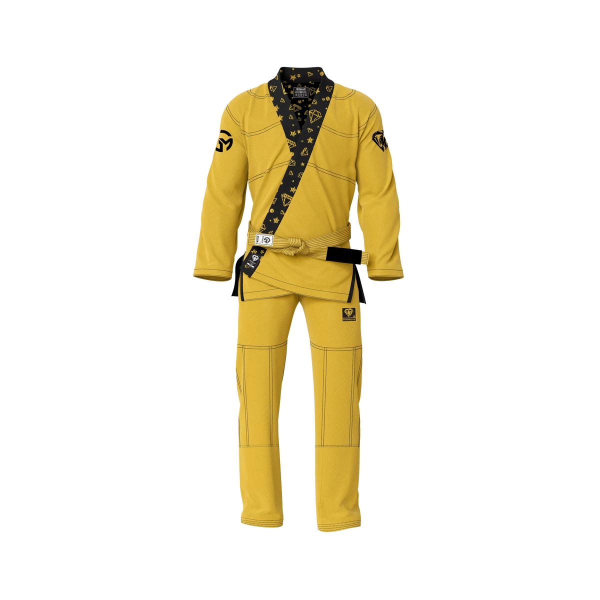 Yellow BJJ Gi with reinforced stitching and premium pearl weave fabric for training and competition