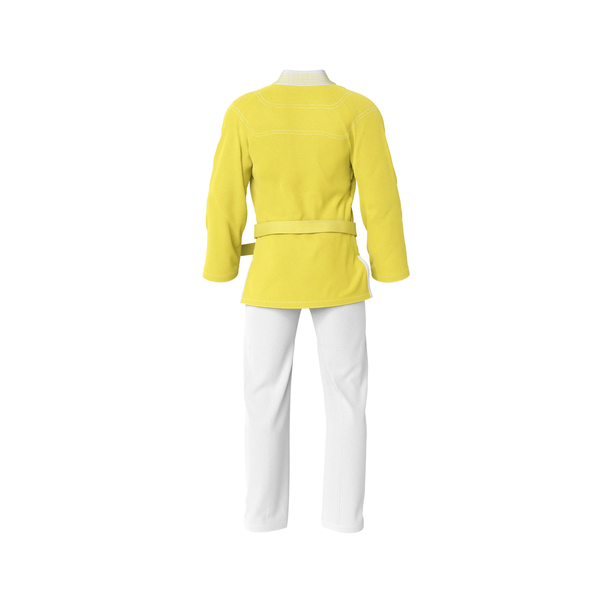 Athletic fit yellow gi back profile with reinforced stitching and modern tailoring