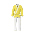 Yellow gi slim fit front view showing athletic cut and tapered silhouette