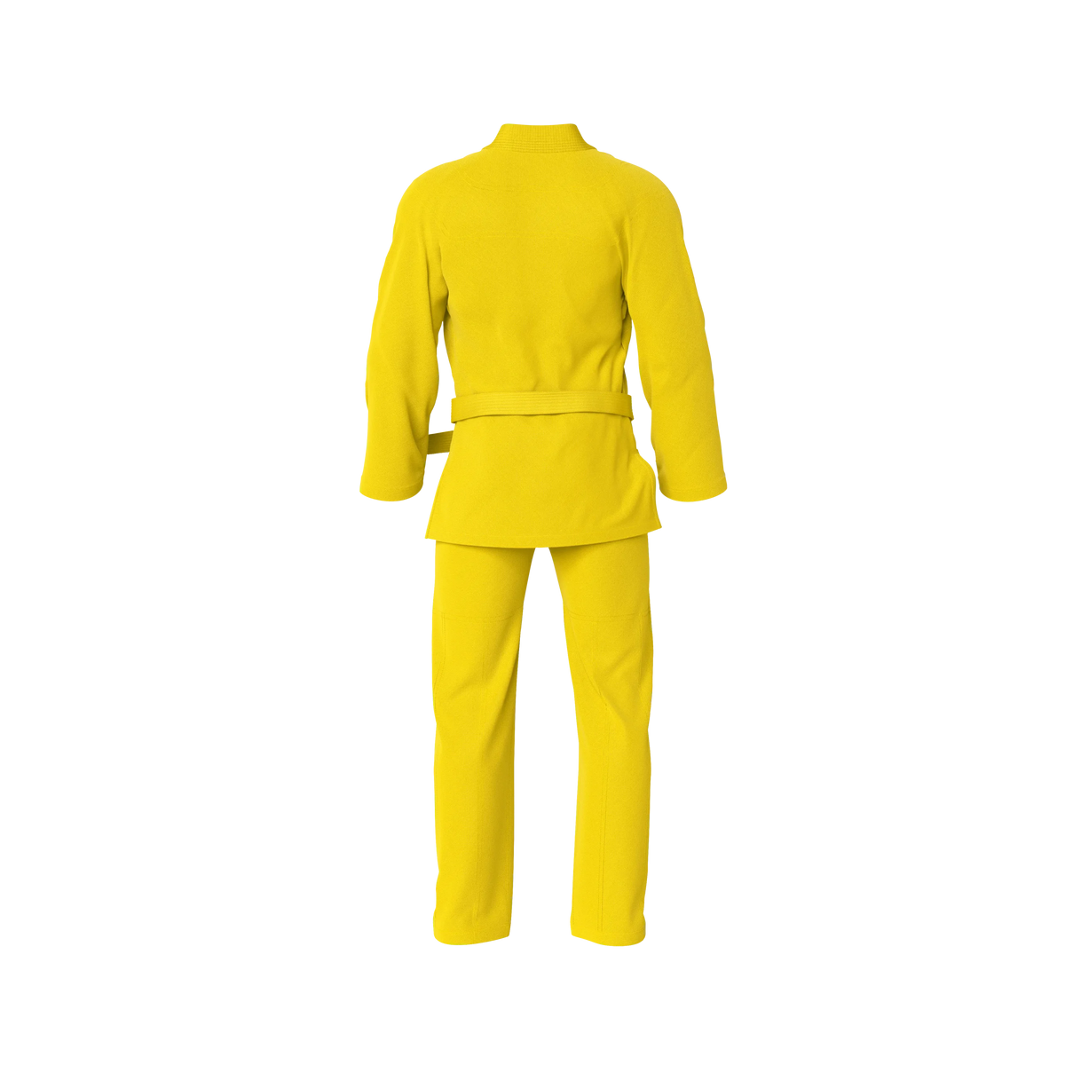 Ladies yellow gi back profile with reinforced stitching for female athletes