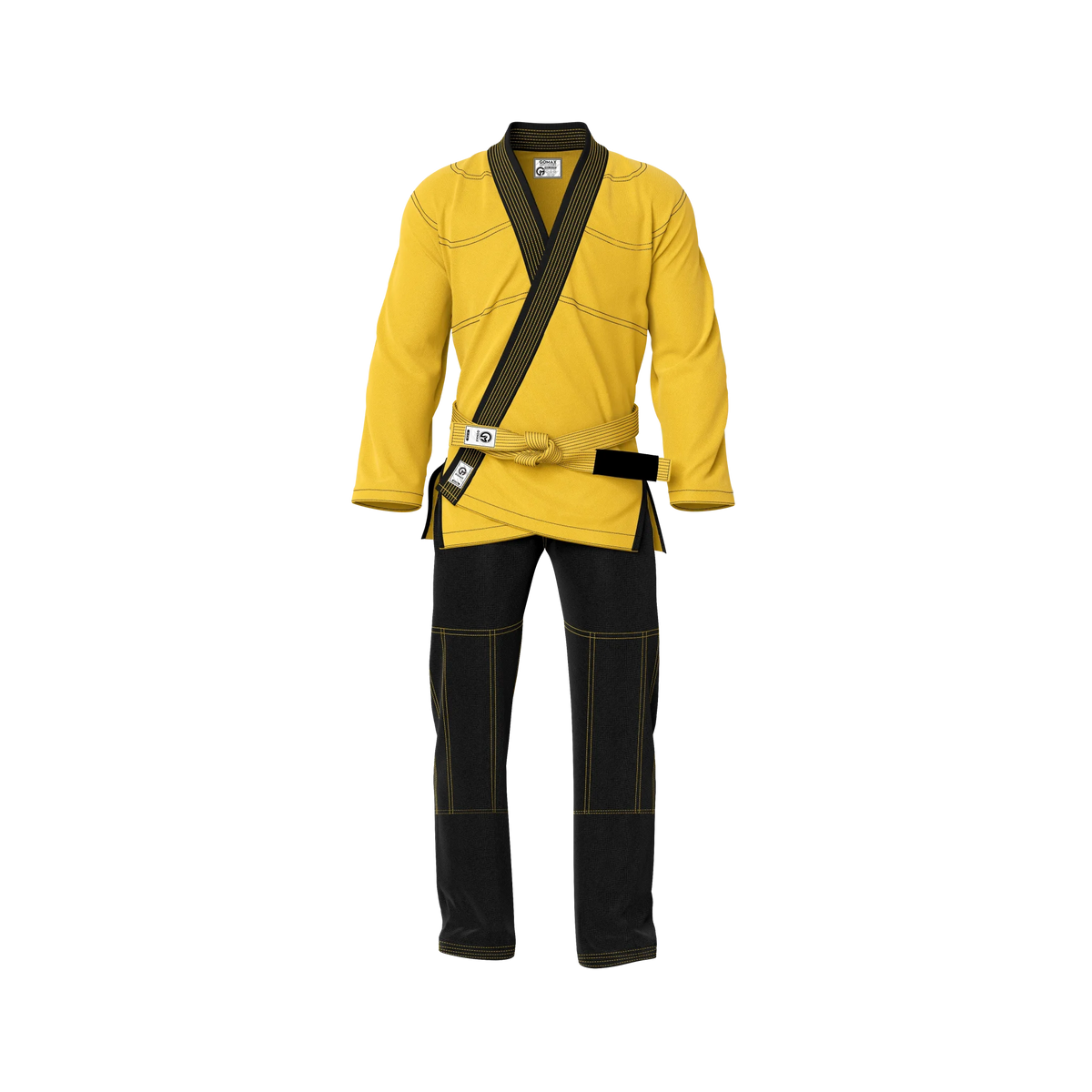 Custom Yellow Jiu Jitsu Gi with pearl weave jacket and comfortable athletic fit