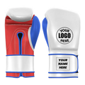 Custom made boxing gloves with Iron Strike Pro branding and personalized wrist design