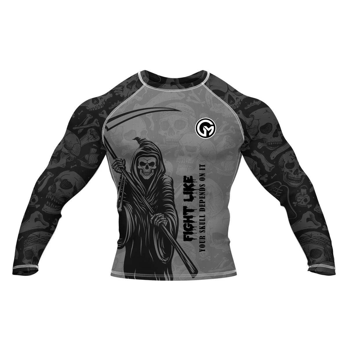 Skull Grey - Premium BJJ Rash Guard / Compression Top for Men/Women (Guardian Line)