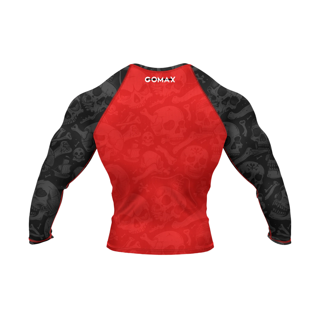 Skull Red - Premium BJJ Rash Guard / Compression Top for Men/Women (Guardian Line)
