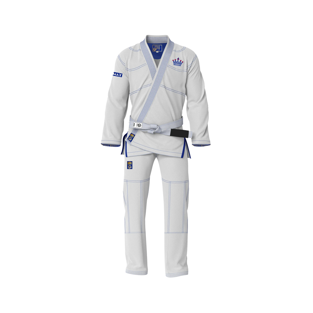 White BJJ Gi with pearl weave jacket and reinforced ripstop pants