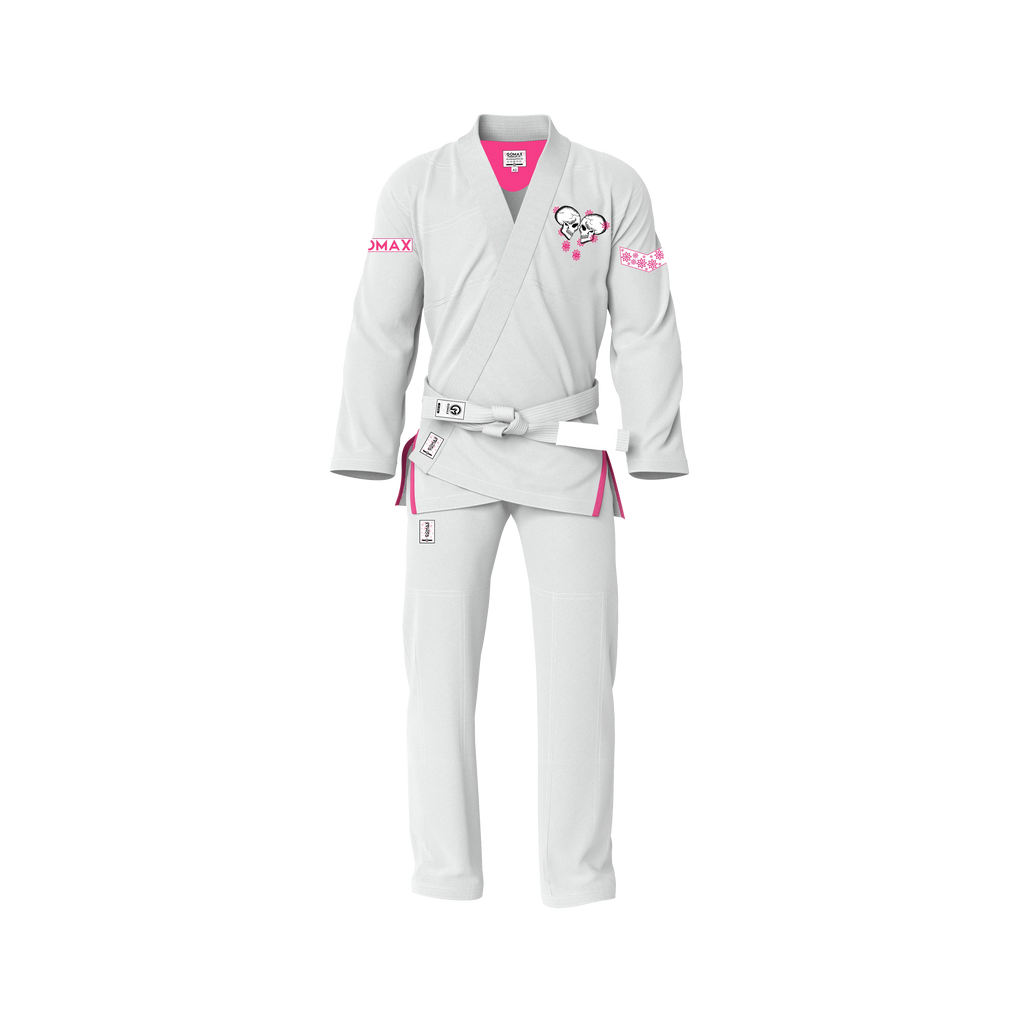 White BJJ Gi with pearl weave jacket and reinforced ripstop pants